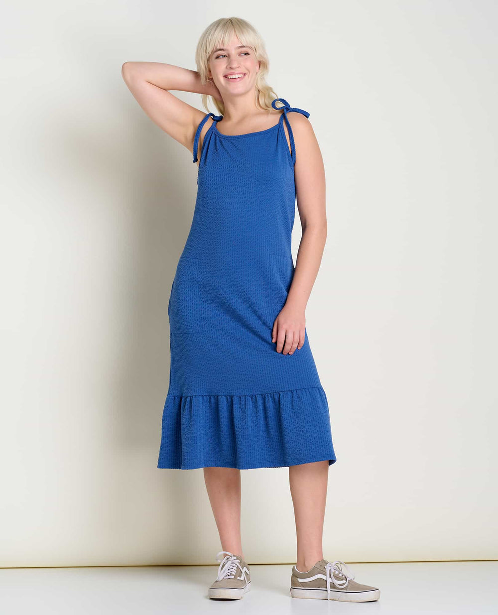 Toad & Co W Dandelion Midi SL Dress CORNFLOWER TEXTURE