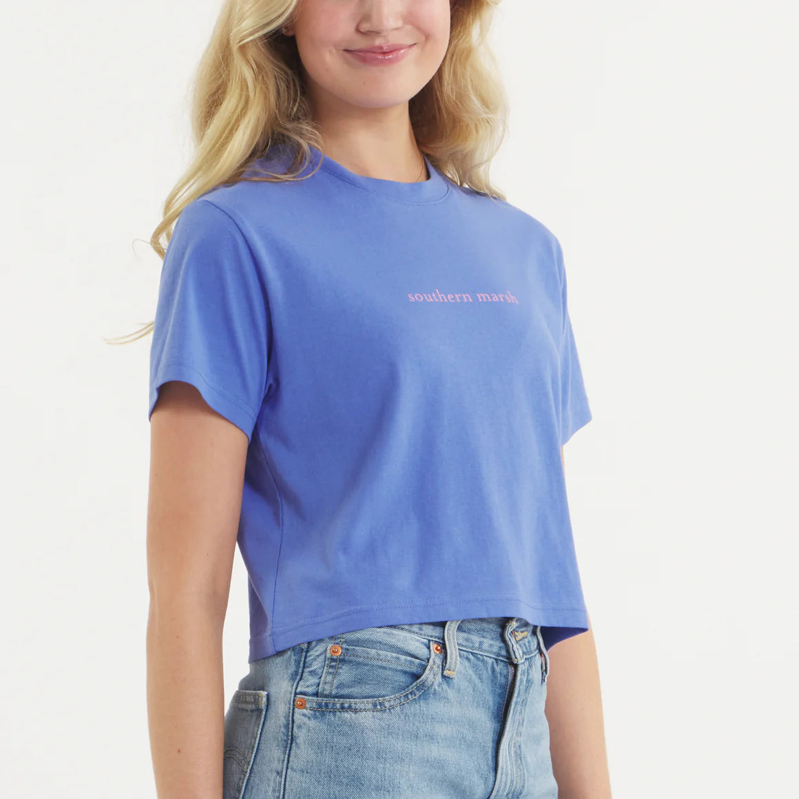 Southern Marsh W SS Authentic Crop Tee BLUEBONNET