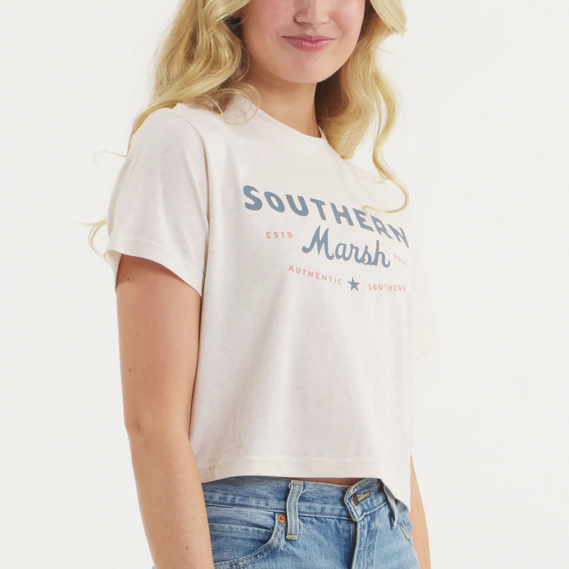Southern Marsh W SS Comfort Crop Marsh Star Tee WASHED PEBBLE