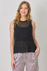 Mystree W Crochet Yoke Tank BLACK