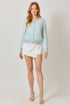 Mystree W Waggle Weave Cardigan IVORY/PALE BLUE