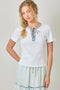 Mystree W Lace Up Neck Top OFF WHITE