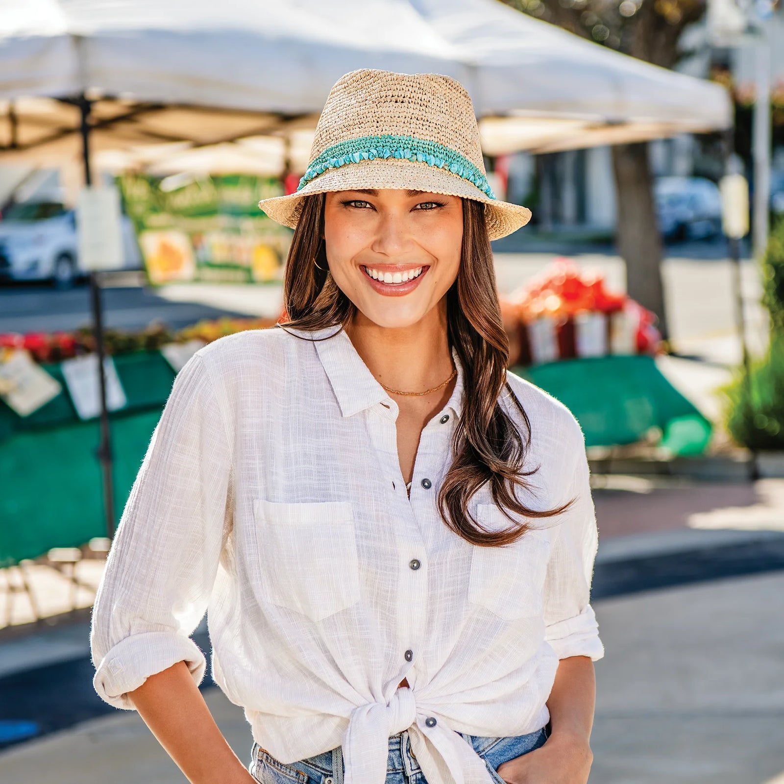 Wallaroo Hats Tahiti Fedora TURQUOISE