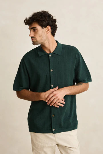 Rhythm M SS Textured Knit Shirt FOREST