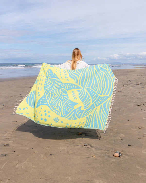 Sand Cloud Tiger Shark Beach Towel Discovery Shark Week AQUA - LG