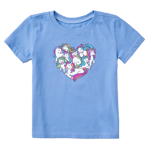 Life is Good Toddler SS Crusher Heart Of Unicorns Tee CORNFLOWER BLUE