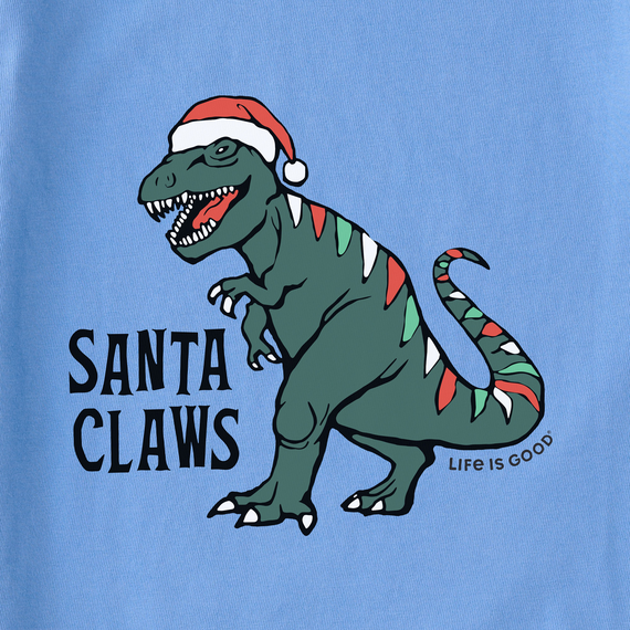 Life is Good Toddler LS Crusher Santa Claws Dino Tee CORNFLOWER BLUE