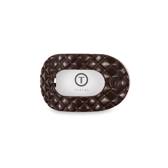 Teleties Small Round Flat Clip TRULY TAUPE QUILTED