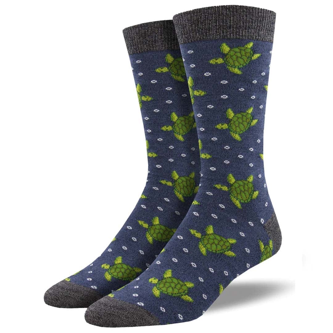 Socksmith M Bamboo Crew Turtle Tales DENIM