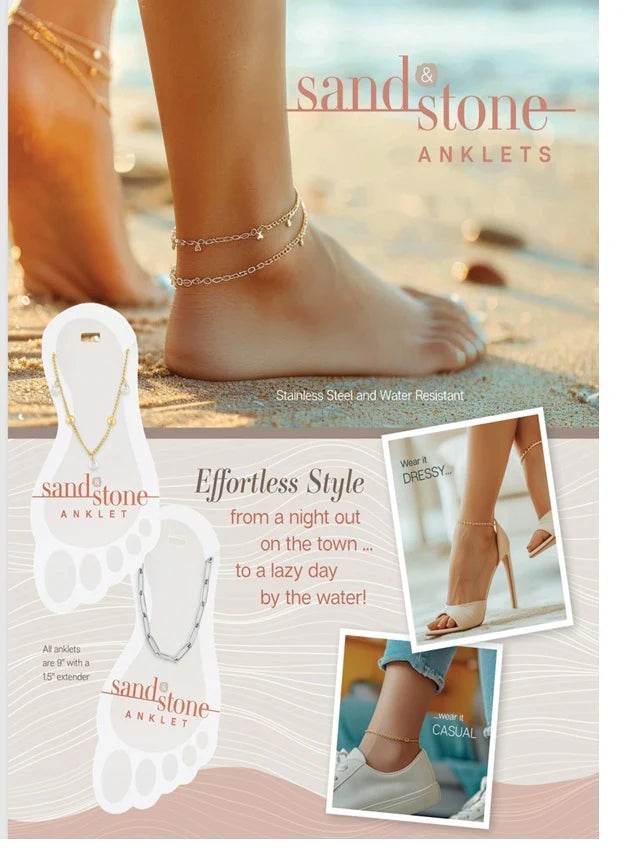 Sand & Stone Anklet GOLD CROSS