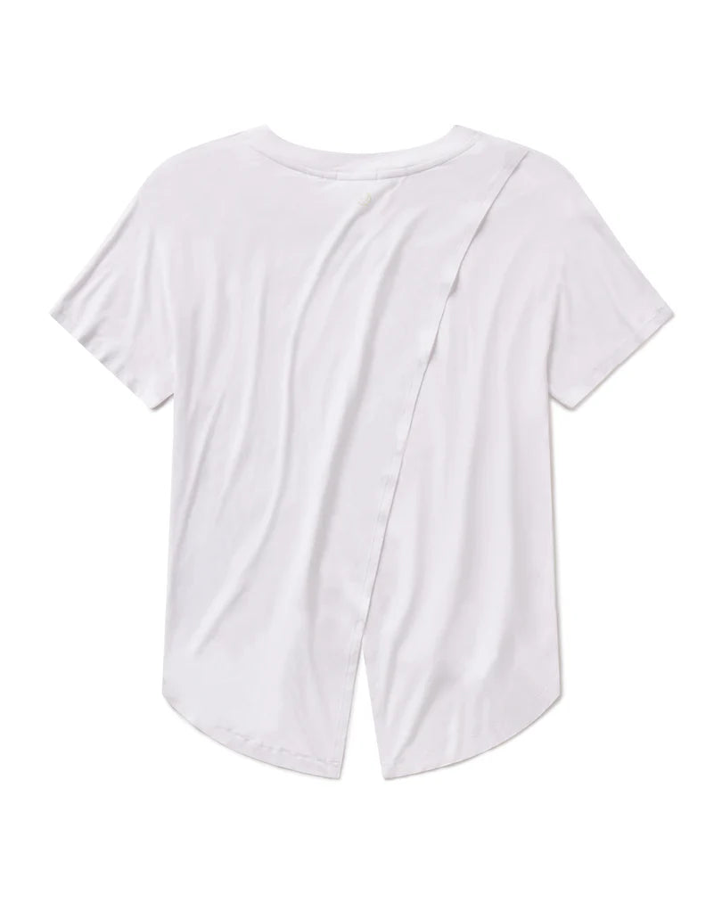 Tasc W Uptown Luxe Cross Back Tee WHITE