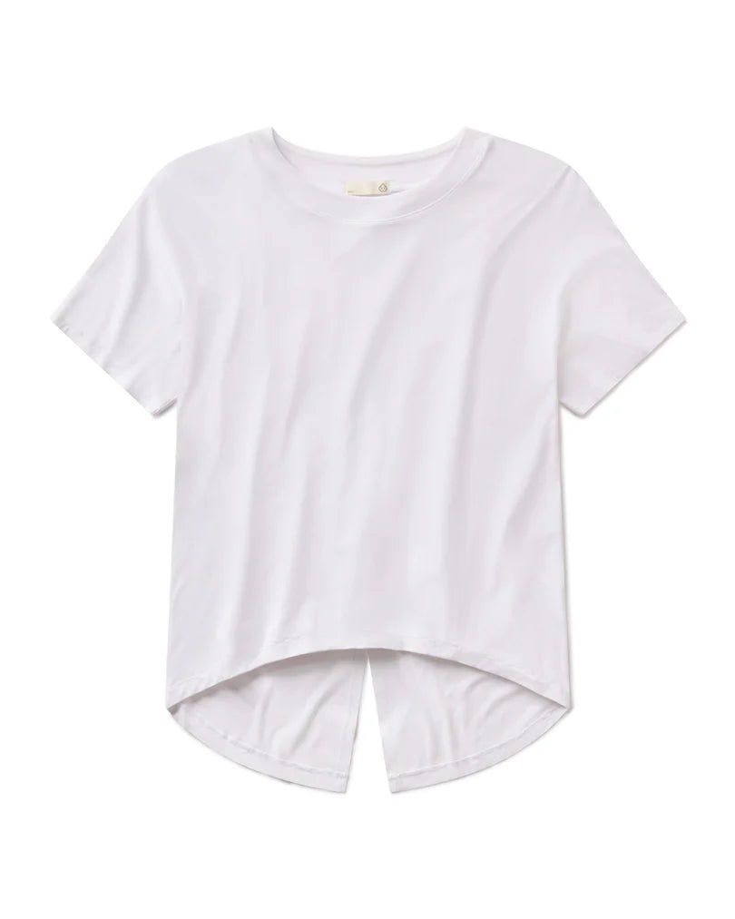 Tasc W Uptown Luxe Cross Back Tee WHITE