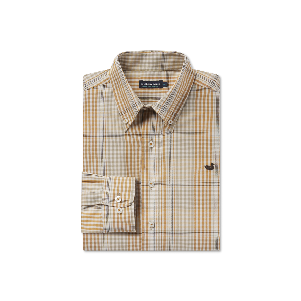 Southern Marsh M LS Edgefield Windowpane Dress Shirt FIELD KHAKI