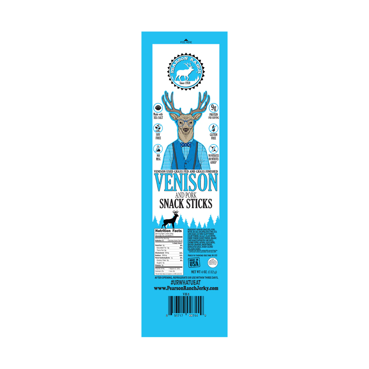 Pearson Ranch Venison Hickory Snack Stick Pack 4oz