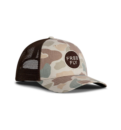 Free Fly M Camo Trucker Hat VINTAGE CAMO