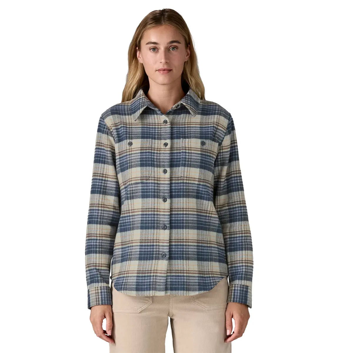 Patagonia W Fjord Flannel RIVER PLAID BARNACLE BLUE