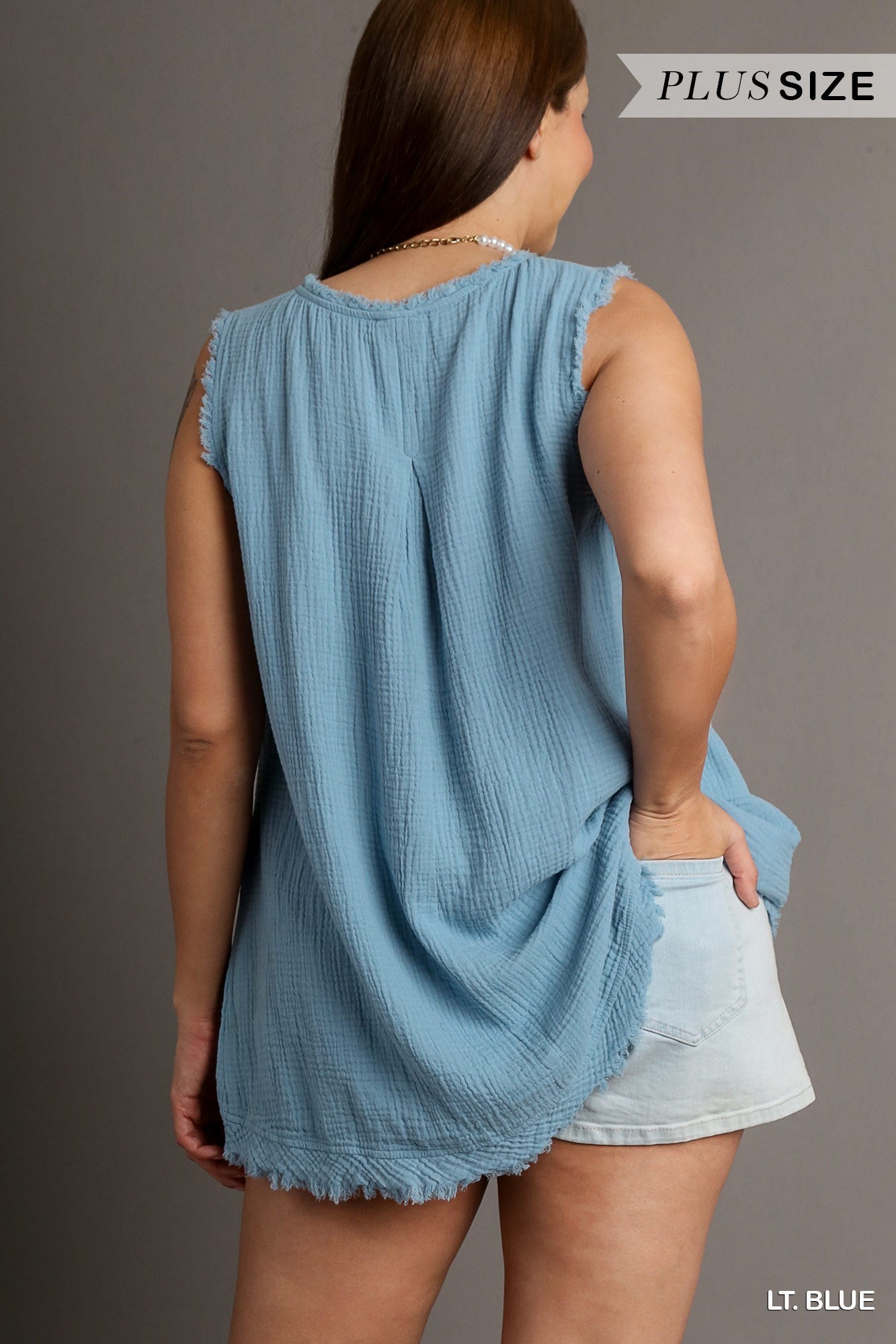 Umgee W Fray Tank LIGHT BLUE