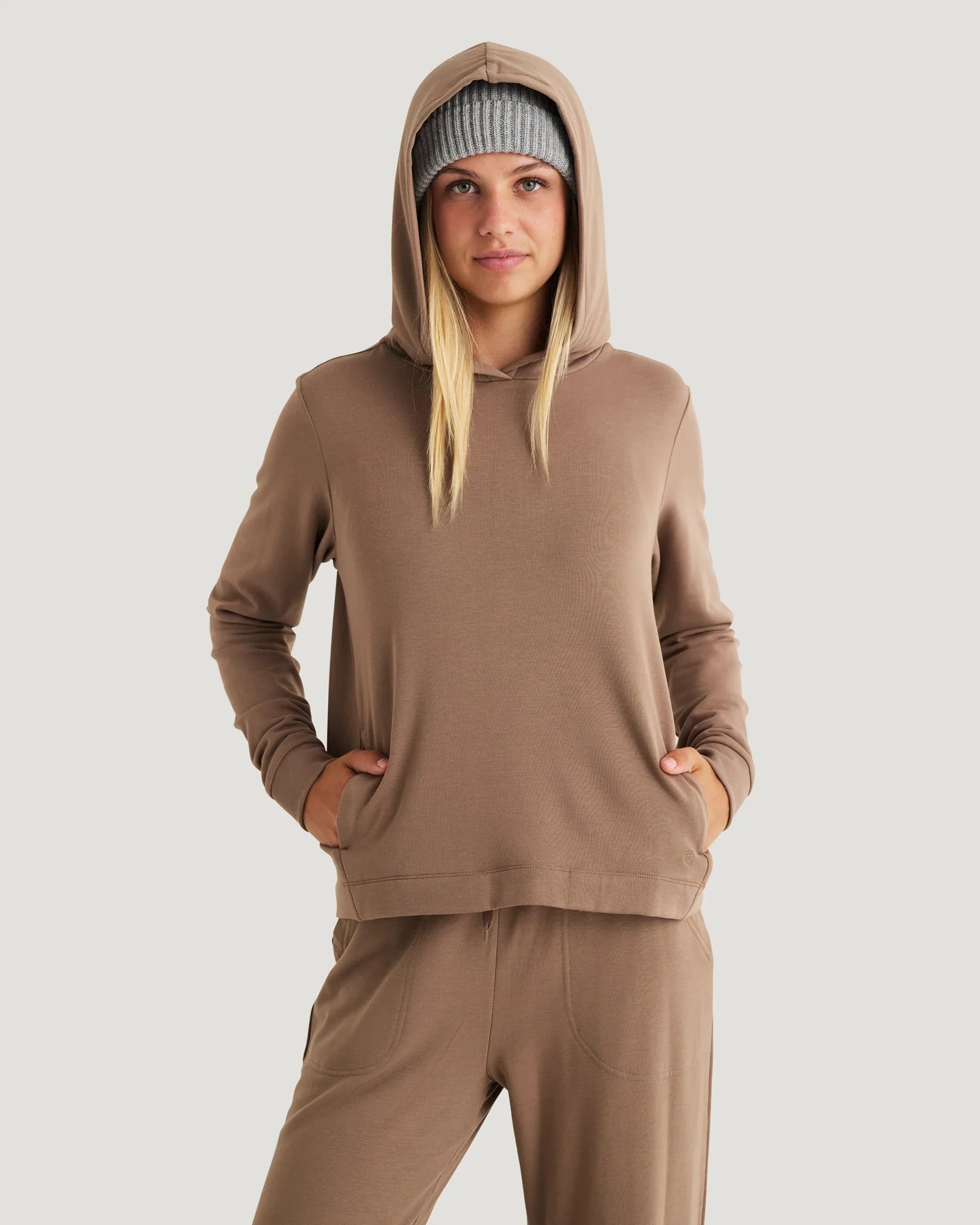 Free Fly W Bamboo LW Fleece Cropped Hoodie FOSSIL
