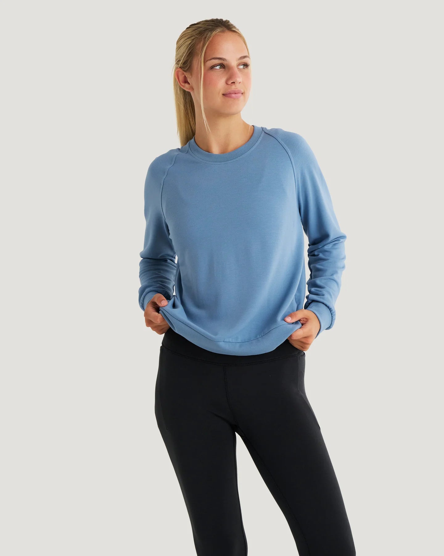 Free Fly W Bamboo LW Fleece Crew WINDWARD BLUE
