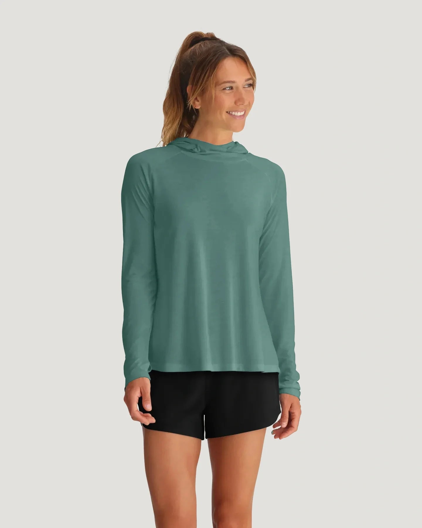 Free Fly W Bamboo Lightweight Hoodie II SEA PINE