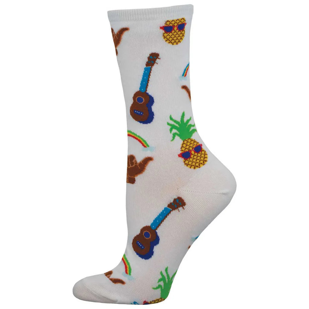 Socksmith W Hawaiian Motif WHITE