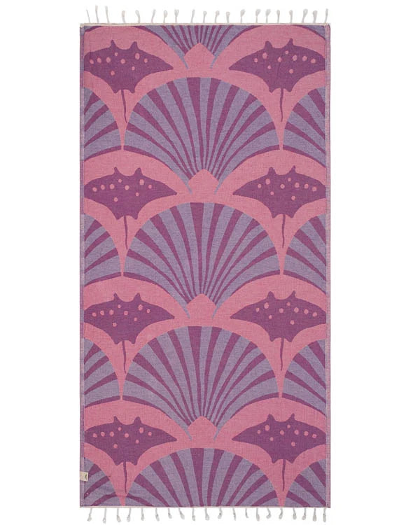 Sand Cloud Geo Manta Rays Beach Towel MAGENTA - REG