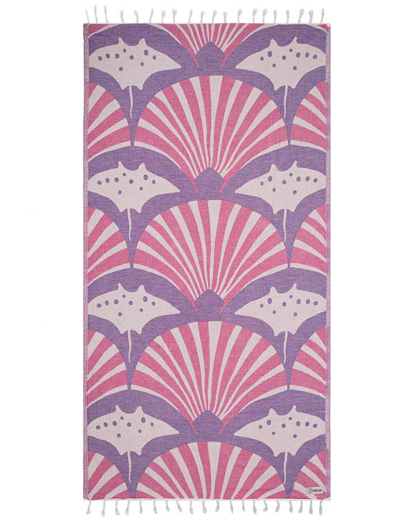 Sand Cloud Geo Manta Rays Beach Towel MAGENTA - REG