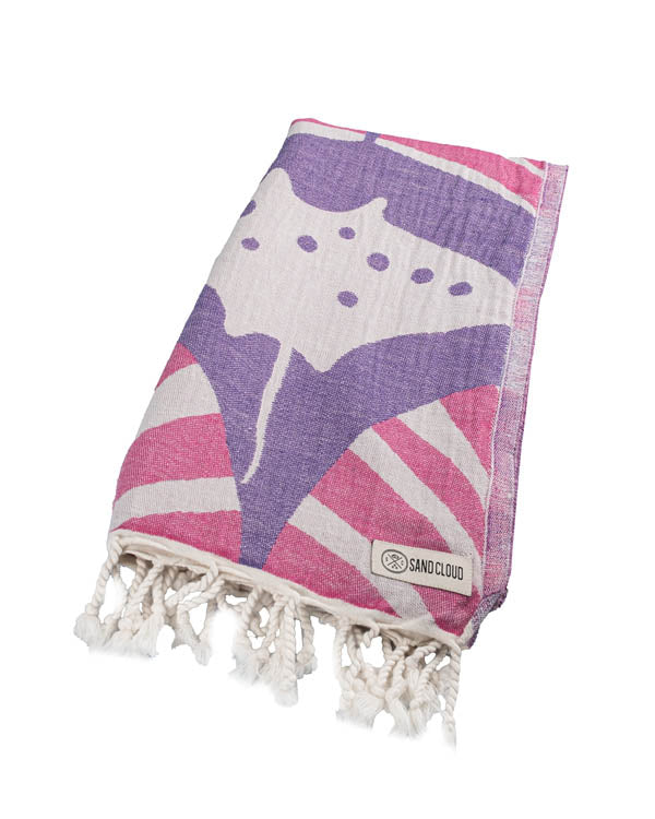 Sand Cloud Geo Manta Rays Beach Towel MAGENTA - REG