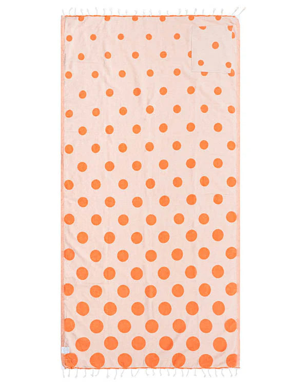 Sand Cloud Polka Dots Beach Towel with Zip Pocket CORAL - REG