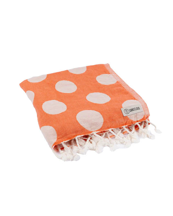 Sand Cloud Polka Dots Beach Towel with Zip Pocket CORAL - REG