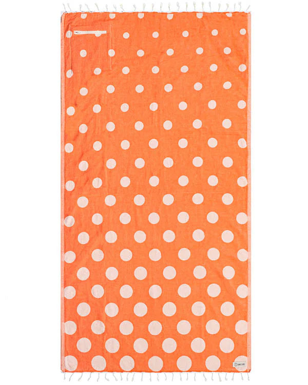 Sand Cloud Polka Dots Beach Towel with Zip Pocket CORAL - REG