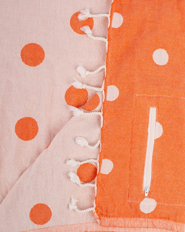 Sand Cloud Polka Dots Beach Towel with Zip Pocket CORAL - REG