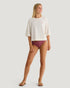 Free Fly W SS Lucky Lei Oversized Cropped Tee BONE
