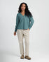 Free Fly W LS Waffle Henley SEA PINE