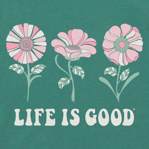 Life is Good W SS Crusher3 Groovy Flowers Tee SPRUCE