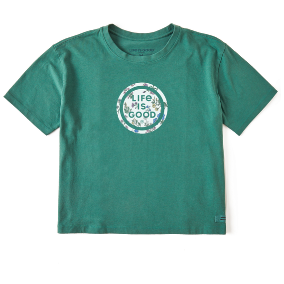 Life is Good W SS Boxy Botanical Coin Tee SPRUCE GREEN