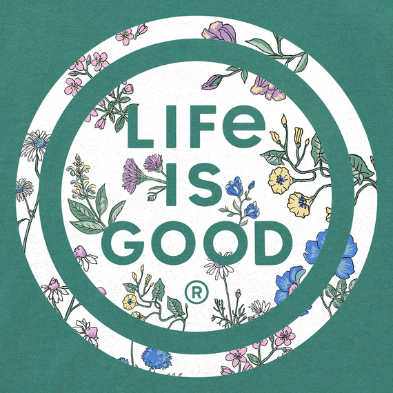 Life is Good W SS Boxy Botanical Coin Tee SPRUCE GREEN