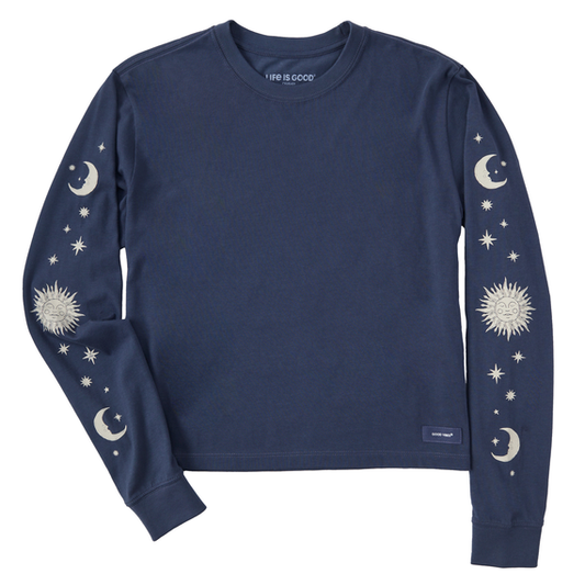 Life is Good W LS Crusher Celestial Sun Tee DARKEST BLUE