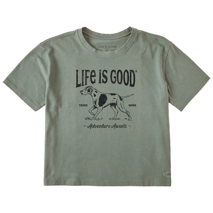 Life is Good W SS Boxy Tee Adventure MOSS GREEN