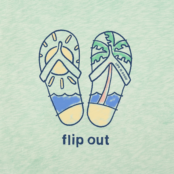 Life is Good W Textured Slub Tank Fine Lines Flip Flops SAGE GREEN