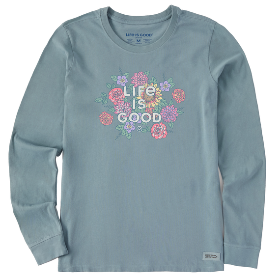 Life is Good W LS Crusher Realaxed Florals Tee SMOKY BLUE