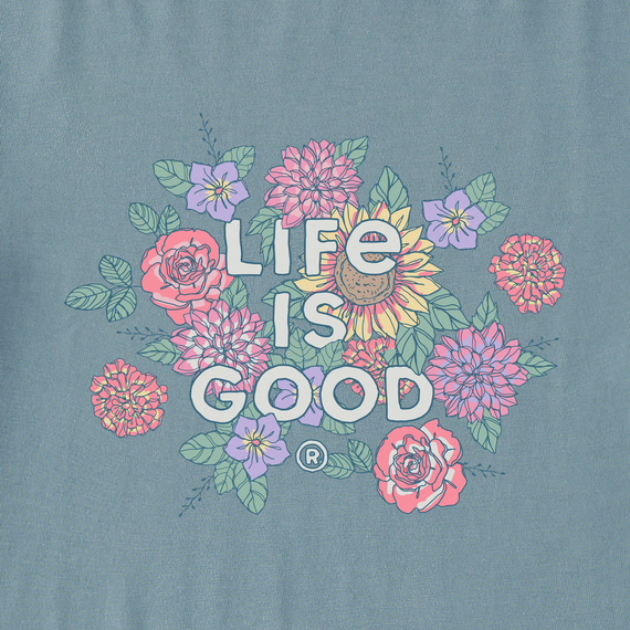 Life is Good W LS Crusher Realaxed Florals Tee SMOKY BLUE