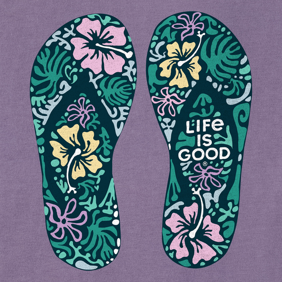 Life is Good W SS Crusher Hibiscus Flip Flops DUSK PURPLE