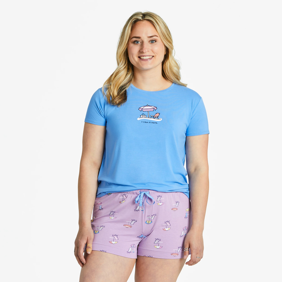 Life is Good W SS Sleep Tee I Like It Here CORNFLOWER BLUE