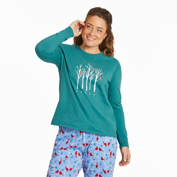 Life is Good W LS Relaxed Sleep Tee Cardinal Forest SPRUCE GREEN