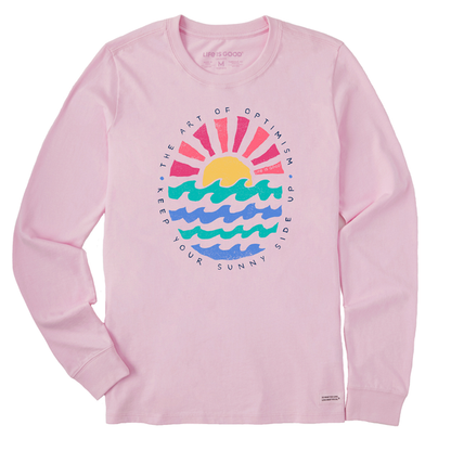 Life is Good W LS Crusher Quirky Sun Ocean Tee SEASHELL PINK