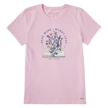 Life is Good W SS Crusher Tee Read More Books SEASHELL PINK