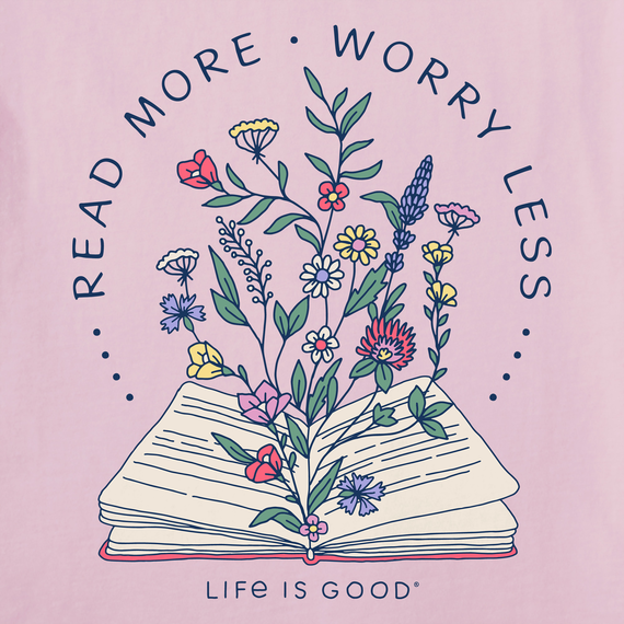 Life is Good W SS Crusher Tee Read More Books SEASHELL PINK