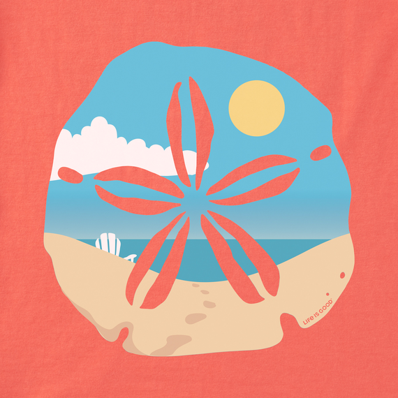 Life is Good W SS Crusher Tee Sand Dollar Beach MANGO ORANGE