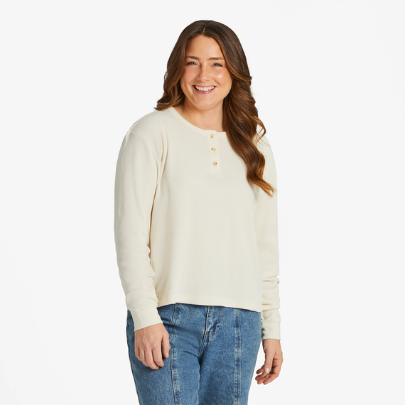 Life is Good W LS Thermal Henley PUTTY WHITE